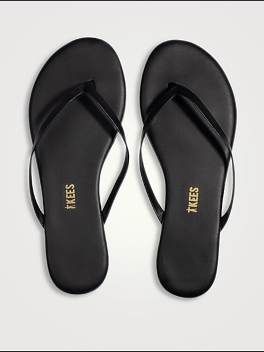 TKEES Black Minimalist Leather Lily Sandals